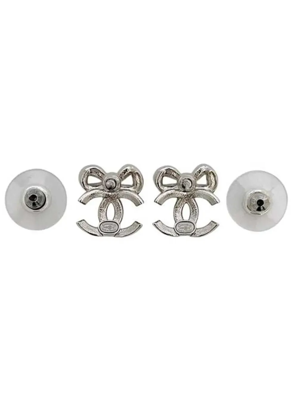 Chanel Cc Logo Earrings Silver-Tone #343282C11B